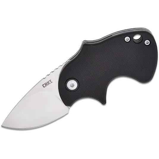 CRKT (Columbia River Knife) Orca D2 Satin Plain Blade Assisted Folding Knife with Liner Lock Glass-Reinforced Nylon Handle - Black