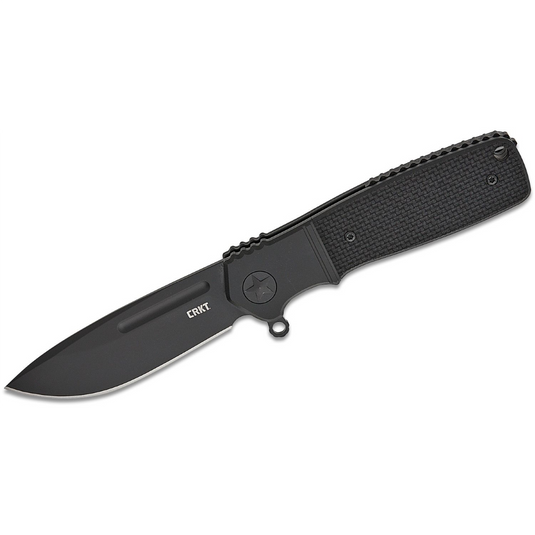 CRKT (Columbia River Knife) Homefront Compact S35VN DLC Plain Blade Folding Knife with Liner Lock G10 w/Aluminum Bolster Handle - Black