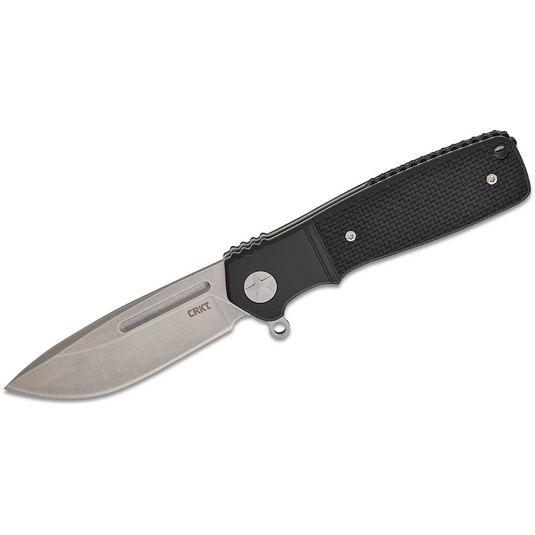 CRKT (Columbia River Knife) Homefront Compact S35VN Stonewash Plain Blade Folding Knife with Liner Lock G10 w/Aluminum Bolster Handle - Silver/Black