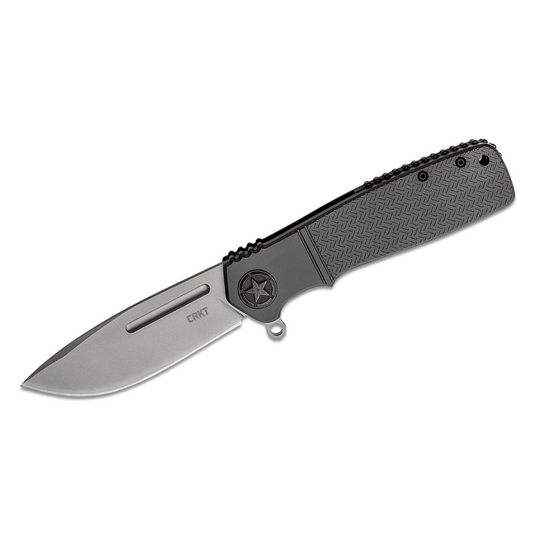 CRKT (Columbia River Knife) Homefront 12C27 Bead Blast Plain Blade Assisted Folding Knife with Liner Lock Aluminum Handle - Green