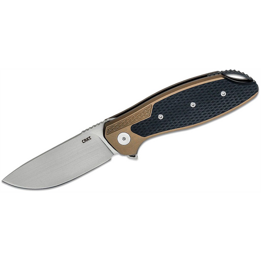 CRKT (Columbia River Knife) Jake 12C27 Bead Blast Plain Blade Folding Knife with Liner Lock Aluminum w/G10 Inlay Handle - Green/Black