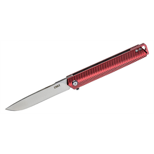 CRKT (Columbia River Knife) Stylus 12C27 Satin Plain Blade Folding Knife with Liner Lock Aluminum Handle - Maroon
