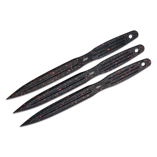 CRKT (Columbia River Knife) Onion Throwing Knives 1050 Carbon Steel Powder Coat Non-Sharp Blade Fixed Blade Knife with Sheath 1050 Carbon Steel Handle - Black/Red