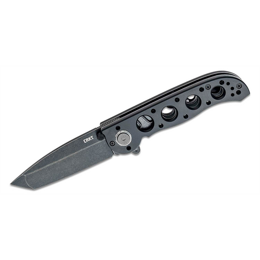 CRKT (Columbia River Knife) M16-02DB D2 Stonewash Plain Blade Folding Knife with Deadbolt Lock Aluminum Handle - Black