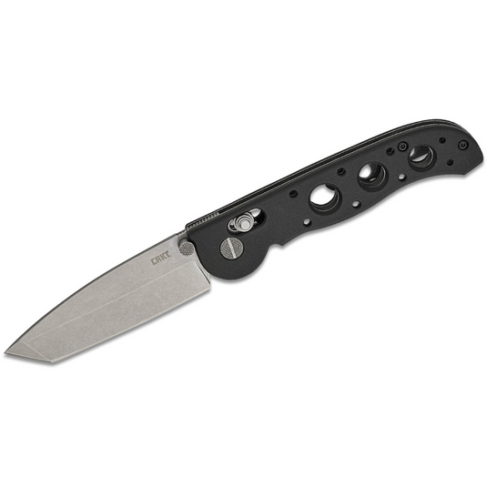 CRKT (Columbia River Knife) M16-02X D2 Stonewash Plain Blade Folding Knife with Crossbar Lock Grivory Handle - Black