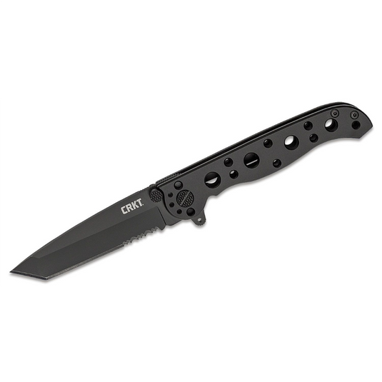 CRKT (Columbia River Knife) M16-10KS 8Cr14MoV EDP Triple Point Serrations Folding Knife with Frame Lock Stainless Steel Handle - Black