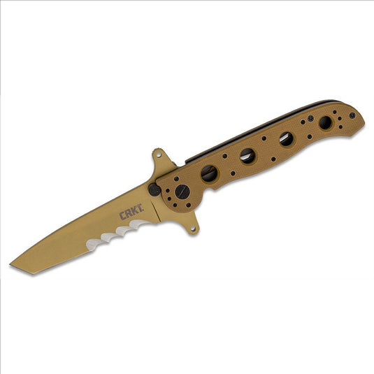 CRKT (Columbia River Knife) M16-13DSFG 1.4116 Titanium Nitride Veff Serrations Folding Knife with Liner Lock G10 Handle - Desert Tan