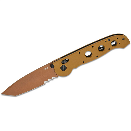 CRKT (Columbia River Knife) M16-14XD D2 Titanium Nitride Veff Serrationswith  Blade Folding Knife with Crossbar Lock Grivory Handle - Cooper