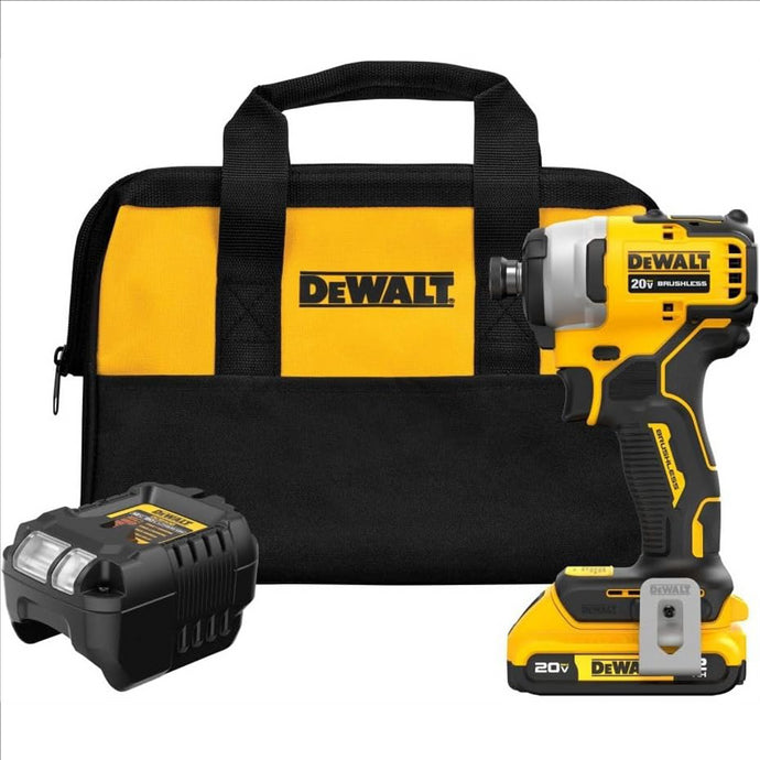 DeWalt  20V MAX* ATOMIC Cordless Brushless 1/4 in Impact Driver Kit (1) Lithium Ion Battery with Charger