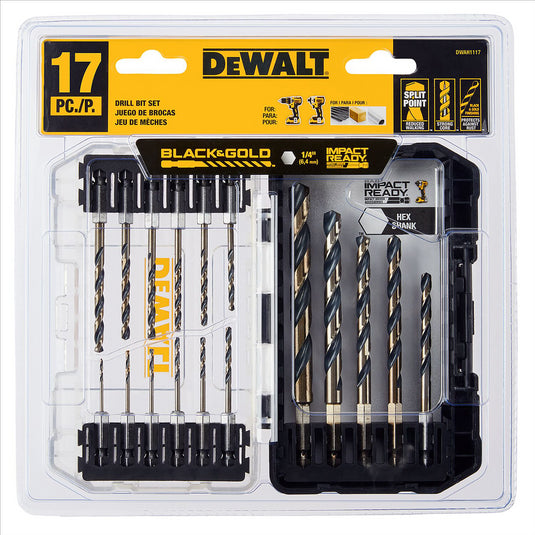 DeWalt DEWALT 17PC BLACK & GOLD HEX SHANK DRILL BIT SET (DWAH1117)