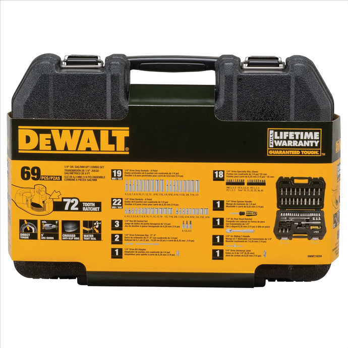 DeWalt DEWALT 69PC 1/4 SAE/MM SOCKET SET