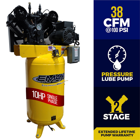 Emax Compressor Compressor 10 HP 2 Stg 1 Phase horz. 80 Gal