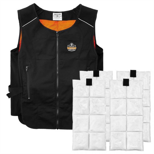 Ergodyne 6260 S/M Black Lightweight Phase Change Cooling Vest with Packs