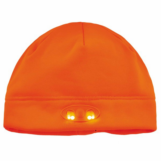 Ergodyne 6804 Orange Skull Cap Beanie Hat with LED Lights