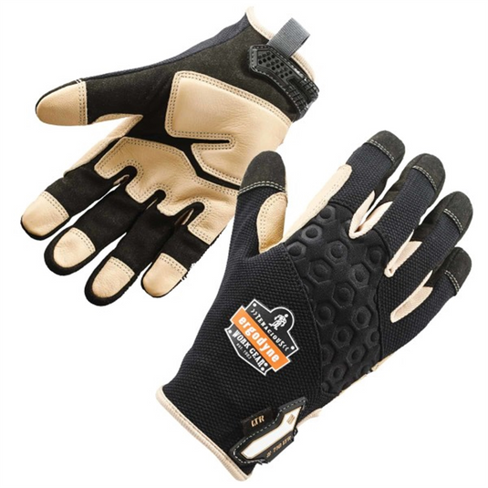 Ergodyne 710LTR M Black Heavy-Duty Leather-Reinf Gloves