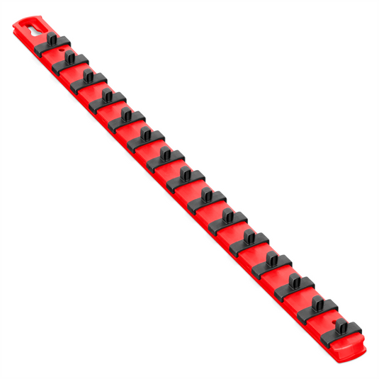 Ernst Mfg. 18&rdquo; Socket Organizer with 22 Dura-Pro HD Clips - Red - 1/4