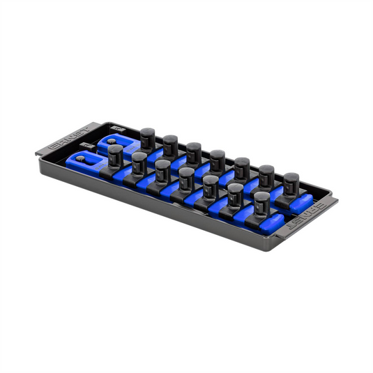 Ernst 2 Rail Universal Twist Lock Socket Tray 8""; Blue; with 14) 1/2"" Socket Clips