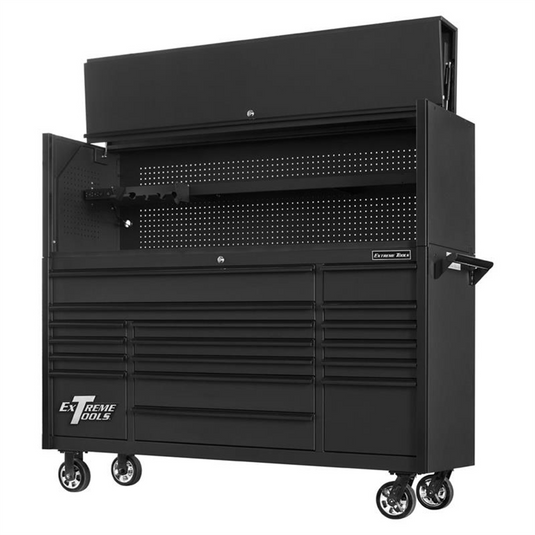 Extreme Tools DX 72"" Hutch & 17 Drawer Roller Cabinet Combo; Matte
