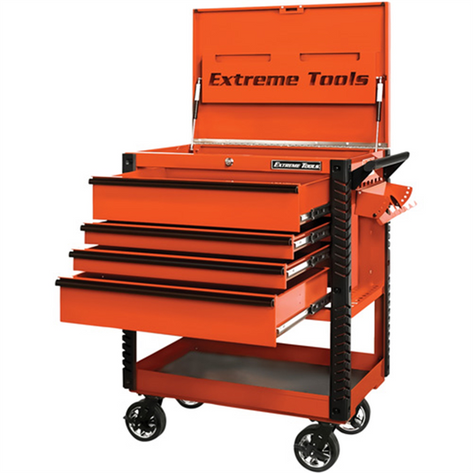 Extreme Tools 33"" 4DRWR DELUXECART W/BUMPERS ORANGE W/BLACK