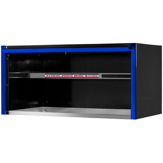 Extreme Tools&reg; EXQ Series 55in W x 30in D Professional Extreme Power Workstation Hutch  Black w Blue Handle