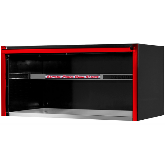 Extreme Tools&reg; EXQ Series 55in W x 30in D Professional Extreme Power Workstation Hutch  Black w Red Handle