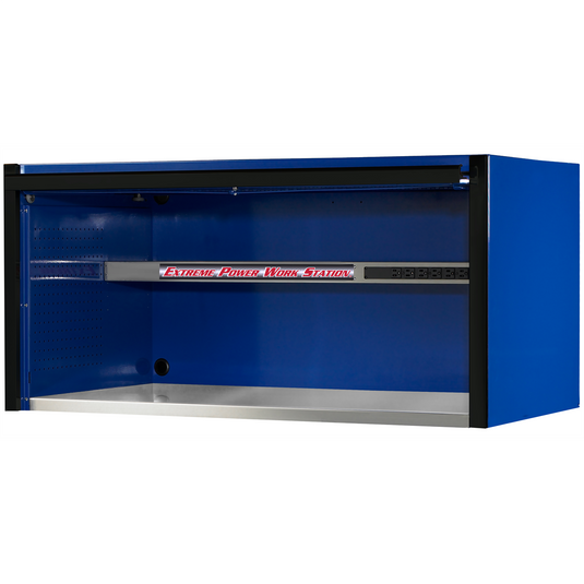 Extreme Tools&reg; EXQ Series 55in W x 30in D Professional Extreme Power Workstation Hutch  Blue w Black Handle