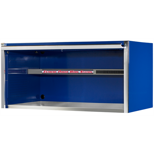 Extreme Tools&reg; EXQ Series 55in W x 30in D Professional Extreme Power Workstation Hutch  Blue w Chrome Handle