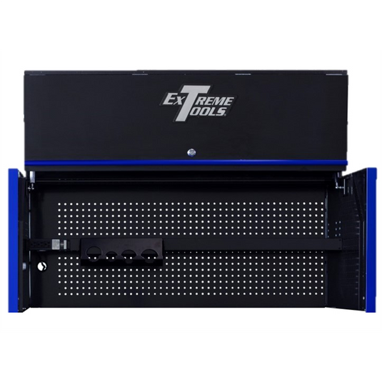 Extreme Tools Extreme Tools RX Series Professional 55""W x 25""D Extreme Power Workstation&reg; Hutch Black; Blue Drawer Pulls