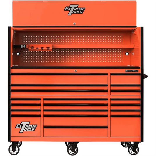 Extreme Tools RX 72"" Pro Hutch & 19 Drwr Cab Combo; Orange; Blac