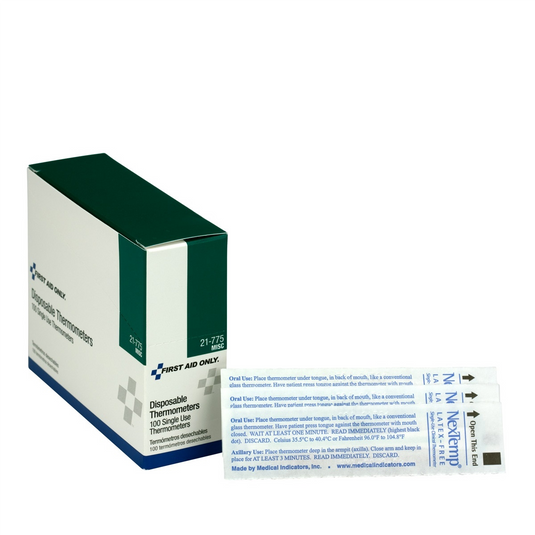 First Aid Only Disposable Thermometers 100/box