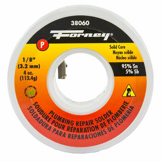 Forney Industries Solder; Lead Free (LF); Plumbing Repair; Solid Core; 1/8 in; 4 Ounce