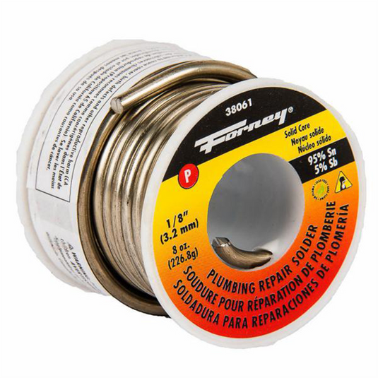 Forney Industries Solder; Lead Free (LF); Plumbing Repair; Solid Core; 1/8 in; 8 Ounce