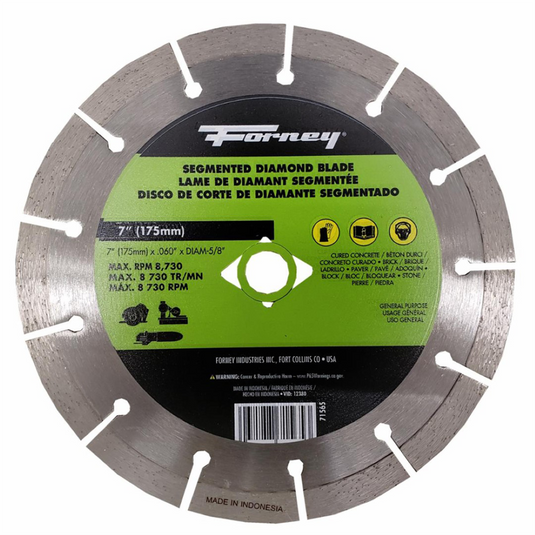 Forney Industries Diamond Cut-Off Blade; Segmented; 7 in
