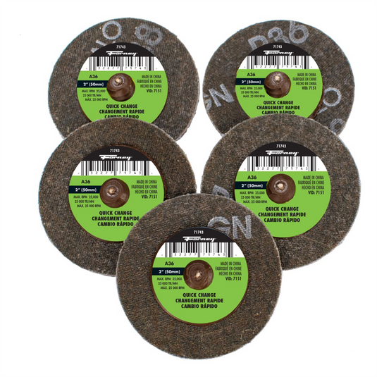 Forney Industries Quick Change Sanding Disc; 36 Grit; 2 in (5-pack of Forney 71743)