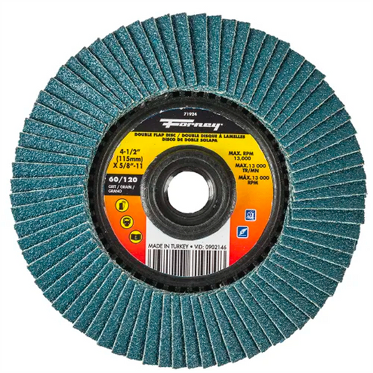 Forney Industries Double Sided Flap Disc; 60/120 Grits; 4-1/2 in 5 PK