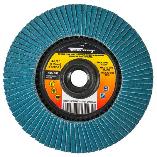 Forney Industries Double Sided Flap Disc; 40/40 Grits; 4-1/2 in 5 PK