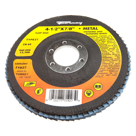 Forney Industries Flap Disc; Type 27; 4-1/2 in x 7/8 in; ZA60