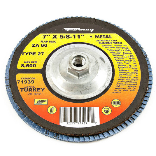 Forney Industries Flap Disc; Type 27; 7 in x 5/8 in-11; ZA60