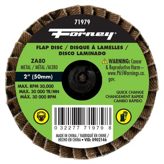 Forney Industries Quick Change Flap Disc; 80 Grit; 2 in 5 PK