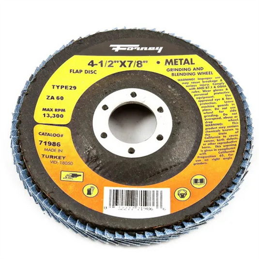 Forney Industries Flap Disc; Type 29; 4-1/2 in x 7/8 in; ZA60 5 PK