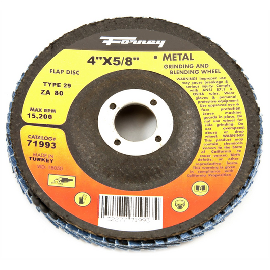 Forney Industries Flap Disc; Type 29; 4 in x 5/8 in; ZA80