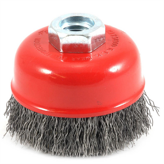 Forney Industries Cup Brush; Crimped; 2-3/4 in x .014 in x 5/8 in-11 Arbor
