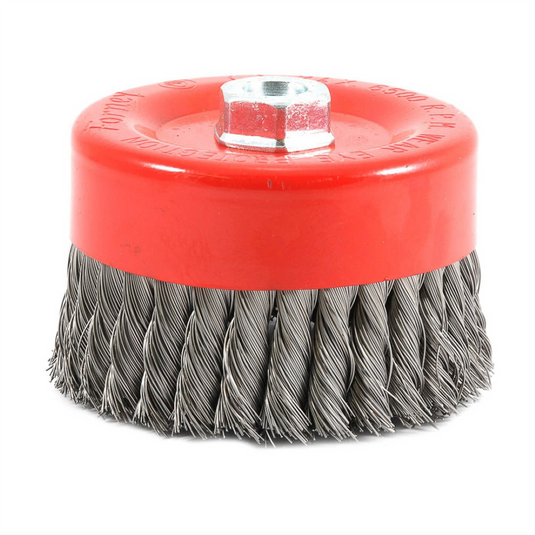 Forney Industries Cup Brush; Knotted; 6 in x .020 in x 5/8 in-11 Arbor