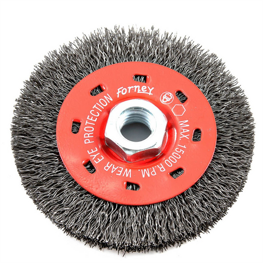 Forney Industries Wire Wheel; Crimped; 4 in x .012 in x 5/8 in-11 Arbor