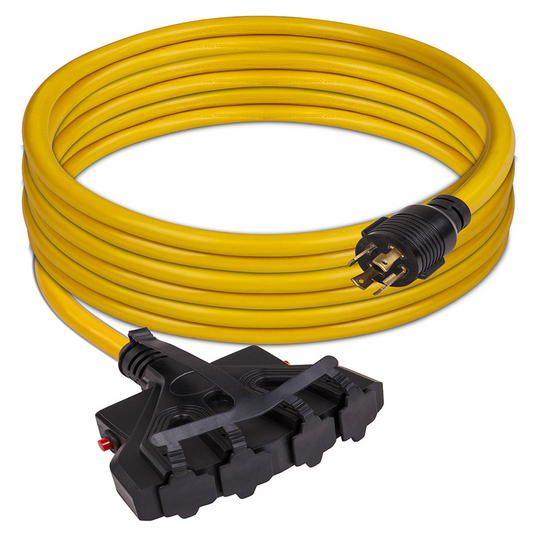 Firman Power Cord L14-30P to 4x5-20R 25ft Extension 10 AWG with Circuit Breakers and Storage Strap