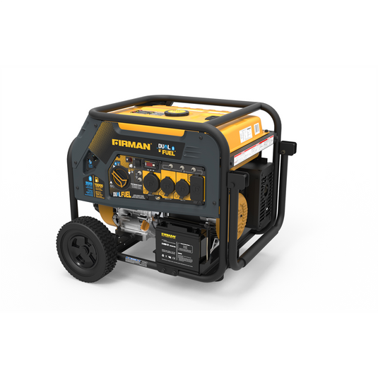 Firman Dual Fuel 10000/8000W Electric Start Gas or Propane Powered Portable Generator with Wheel Kit
