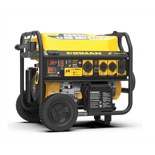 Firman Generator; 8000W/10;000W; Gasoline; Remote Start; 120/240V; w/ Wheel Kit; CO Alert; Adapter; Short Power Cord and Cover
