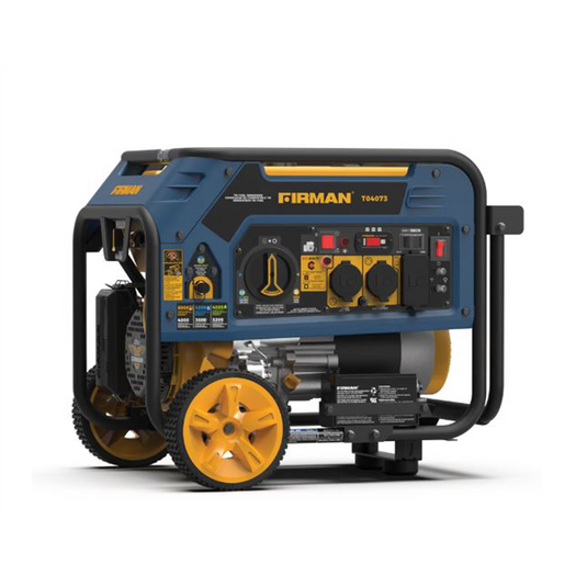 Firman Generator; 4000W/5000W; Tri Fuel; Electric Start; 120v/240v; w/wheel kit; Adapter; Cover and CO Alert