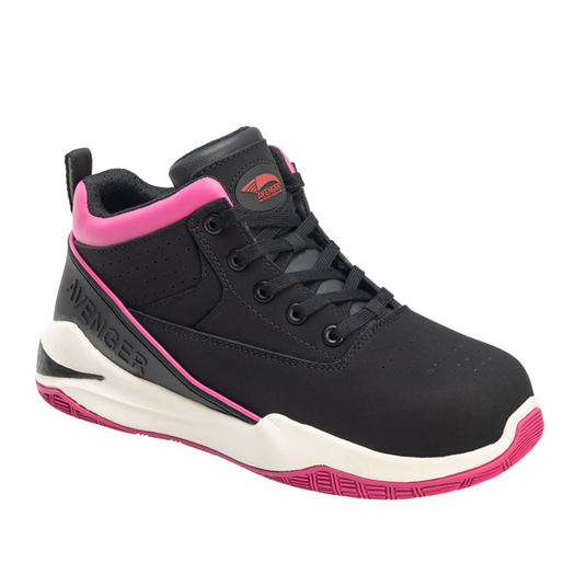 Avenger Work Boots Avenger Work Boots - Reaction Series - Women's High Top Athletic Shoe - Aluminum Toe - AT |EH |SR - Black | Pink - Size: 6.5M