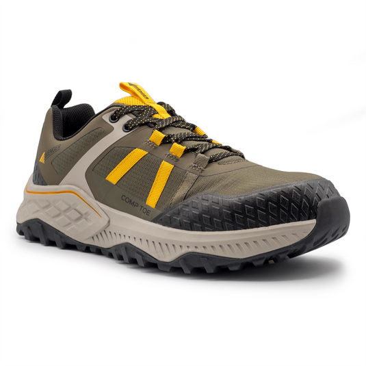 Avenger Work Boots AERO Trail - Men's  Low Top Shoe - Composite Toe - CT |EH |SR - Olive / Yellow - Size: 8.5 - D - (Regular)